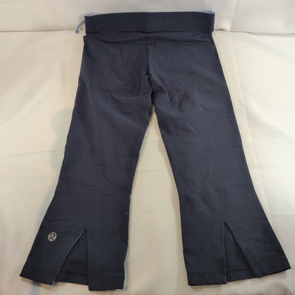 Lululemon Capris Navy Blue Flare Split Leg Drawstring Women's 8 Yoga Active - Picture 7 of 12
